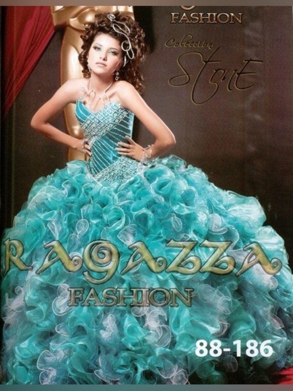 NWT Ragazza Fashion Andaluna Costura Aqua Ball Gown Prom Dress Size 6